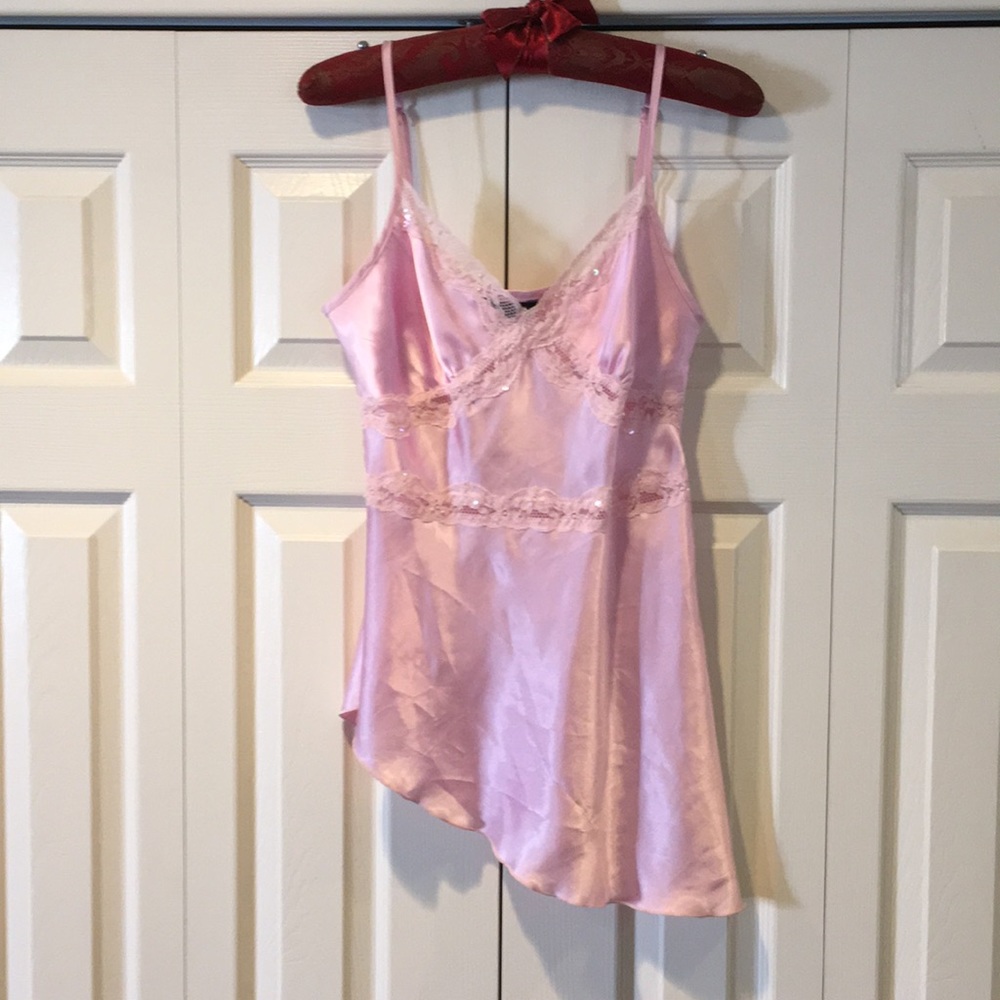 Pink Satin Top, Side Zipper by Zinc Small
